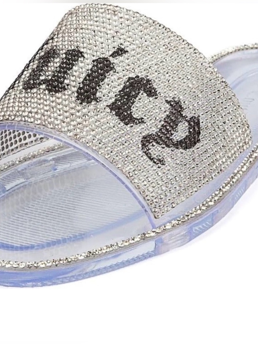 🆕 JUICY COUTURE Hylton Rhinestone Logo Slides Clear Jelly Sandals Size 6 NWT - Picture 5 of 16